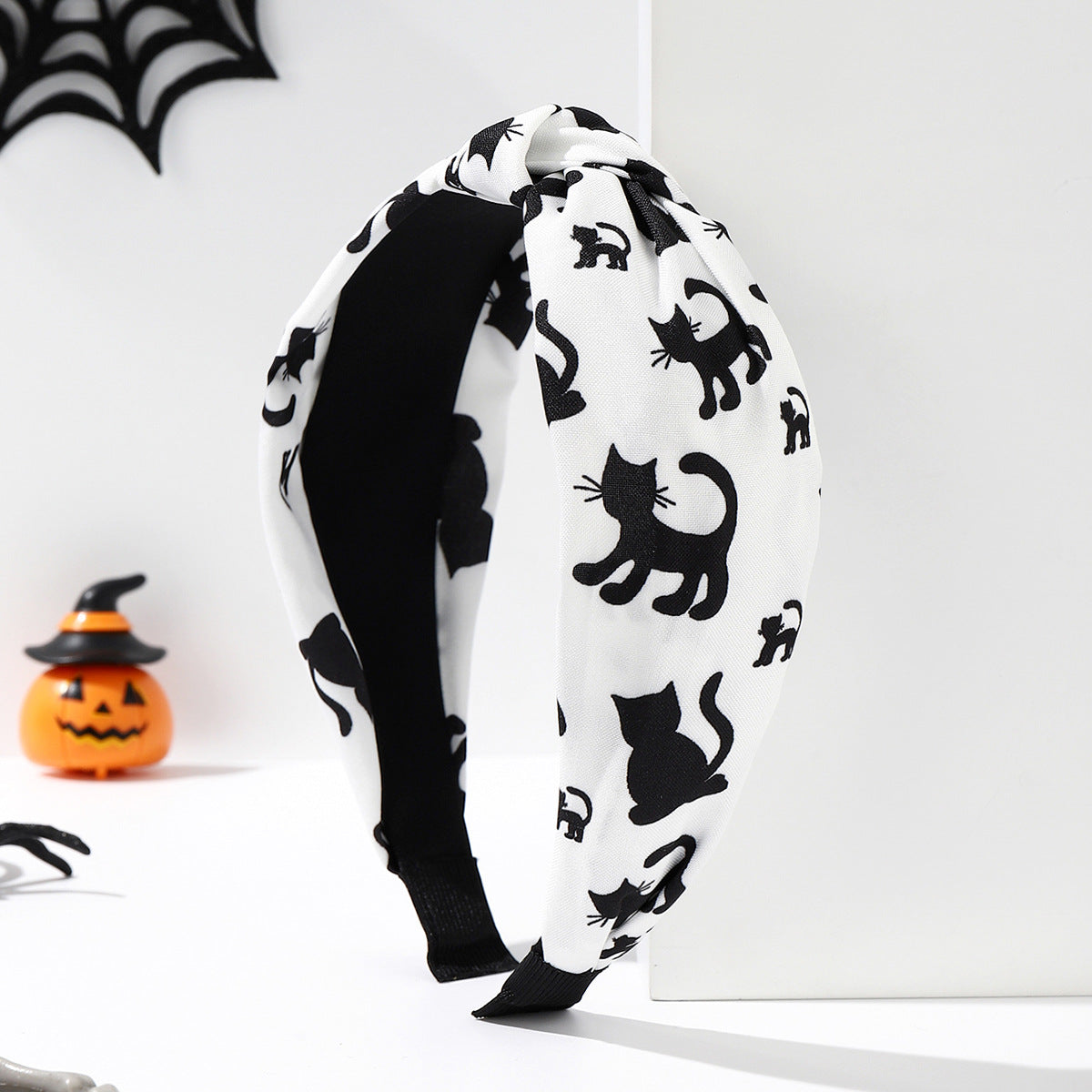 Wholesale Fabric Skull Pumpkin Knotted Wide Brim Headband